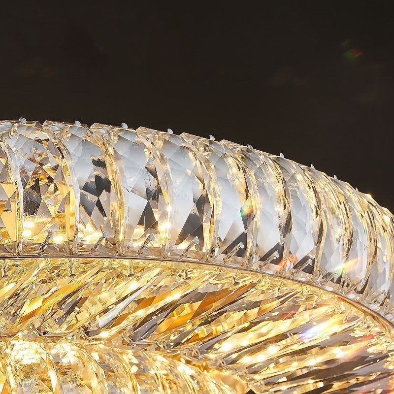Lámpara de techo redonda de cristal con decoración empotrada