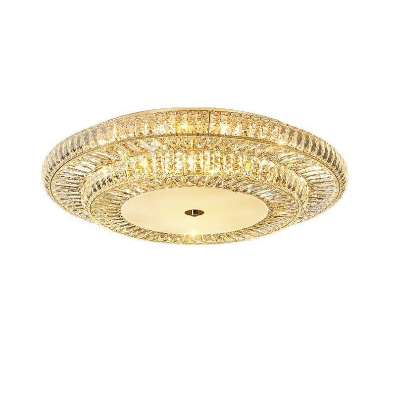 Lámpara de techo redonda de cristal con decoración empotrada