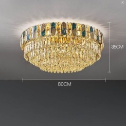 Lámpara de techo redonda de cristal con montaje empotrado y decoración de cristal con pantalla de concha de cristal