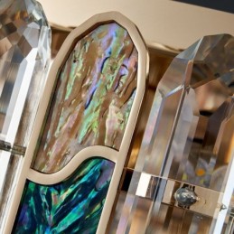 Lámpara de techo redonda de cristal con montaje empotrado y decoración de cristal con pantalla de concha de cristal