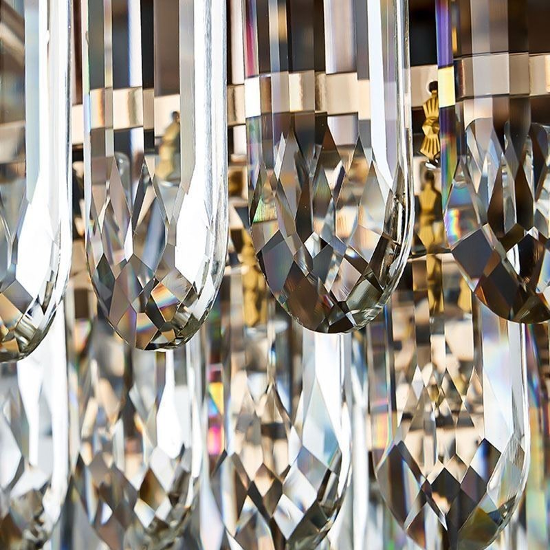 Lámpara de techo redonda de cristal con montaje empotrado y decoración de cristal con pantalla de concha de cristal