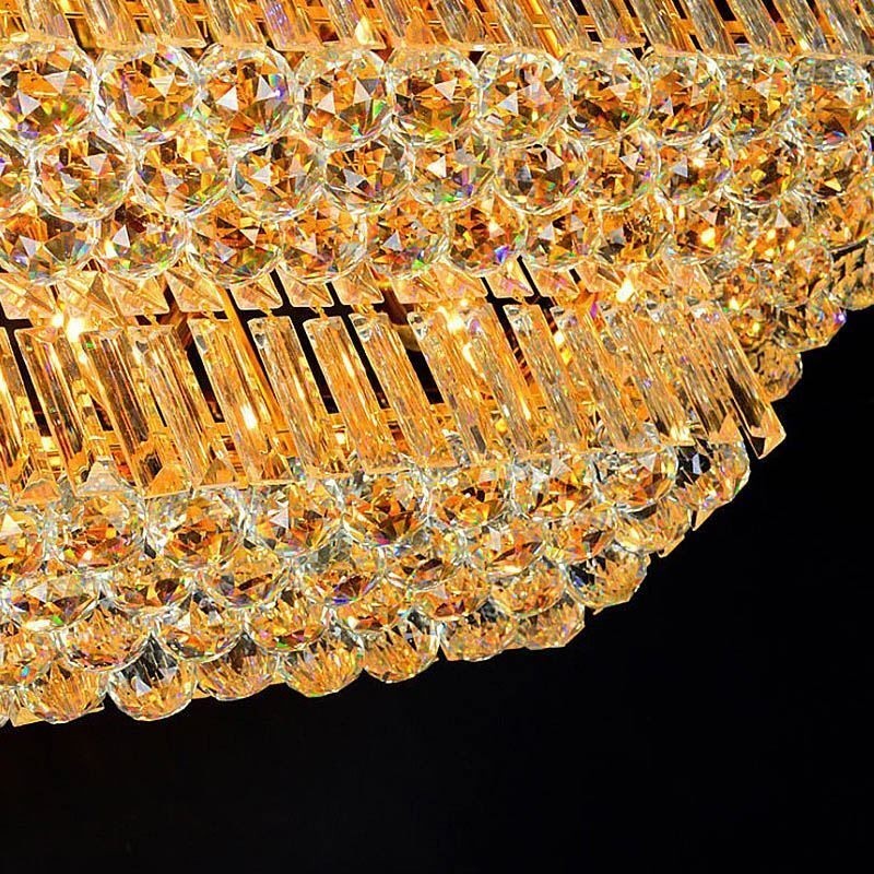 Lámpara de araña de cristal moderna de tres niveles con montaje empotrado