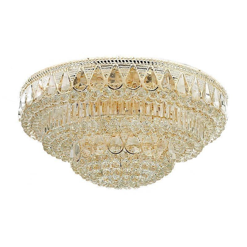 Lámpara de techo de cristal de lujo con montaje empotrado, luz redonda