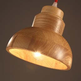 Lámpara de araña estilo mini, tradicional, clásica, de madera y bambú.