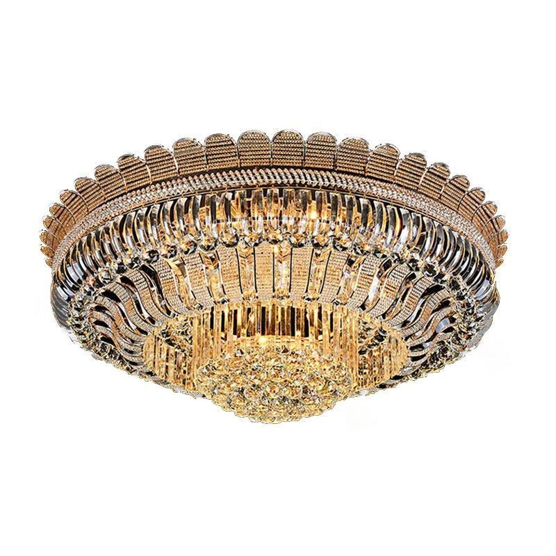 Lámpara de techo de cristal de lujo, redonda, empotrada, dorada