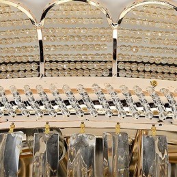 Lámpara de techo de cristal de lujo, redonda, empotrada, dorada