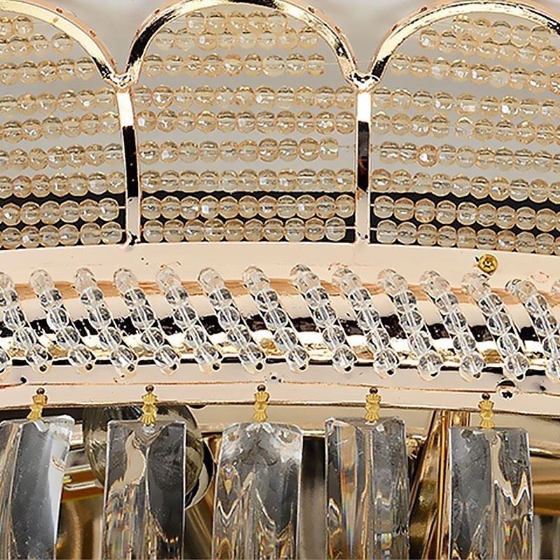 Lámpara de techo de cristal de lujo, redonda, empotrada, dorada