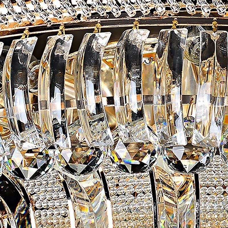 Lámpara de techo de cristal de lujo, redonda, empotrada, dorada