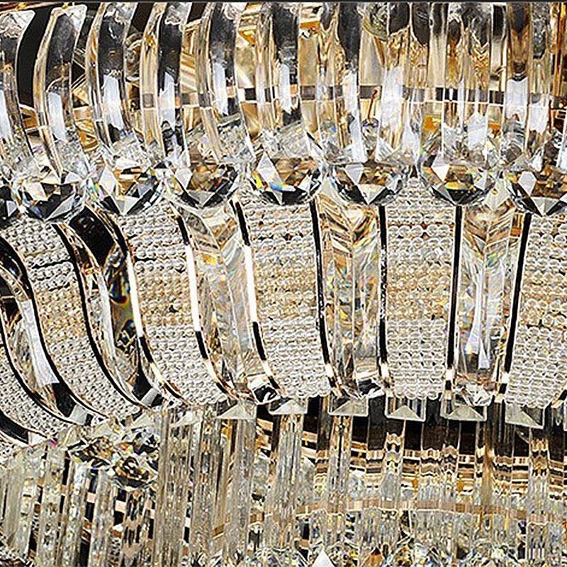 Lámpara de techo de cristal de lujo, redonda, empotrada, dorada