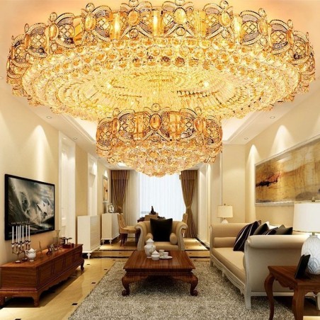 Lámpara de techo moderna de cristal dorado con montaje empotrado redondo Lámpara de techo moderna de cristal dorado con montaje empotrado redondo