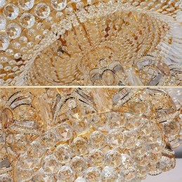 Lámpara de techo moderna de cristal dorado con montaje empotrado redondo