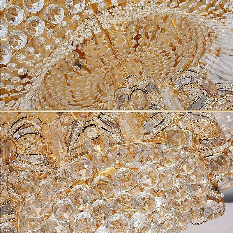 Lámpara de techo moderna de cristal dorado con montaje empotrado redondo