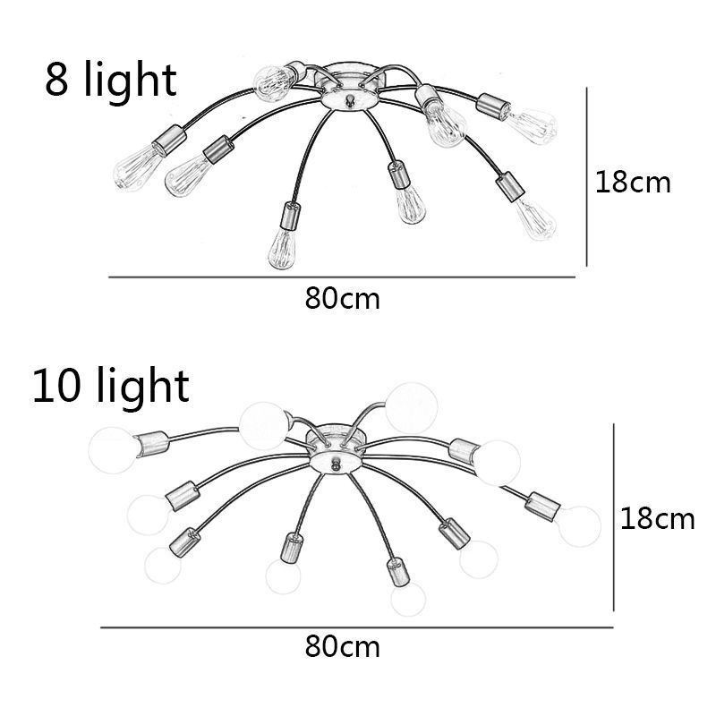 Lámpara de techo araña antigua clásica empotrada para comedor, 8 brazos y 10 brazos