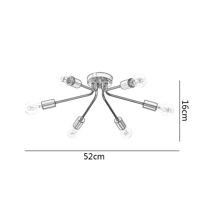Lámpara de techo Sputnik de 6 luces con montaje semiempotrado