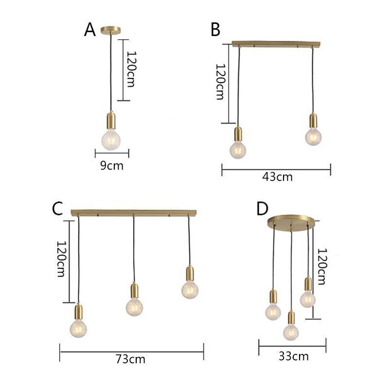 Lámpara colgante de latón nórdico con tres luces colgantes, estilo isla, minimalista y creativa