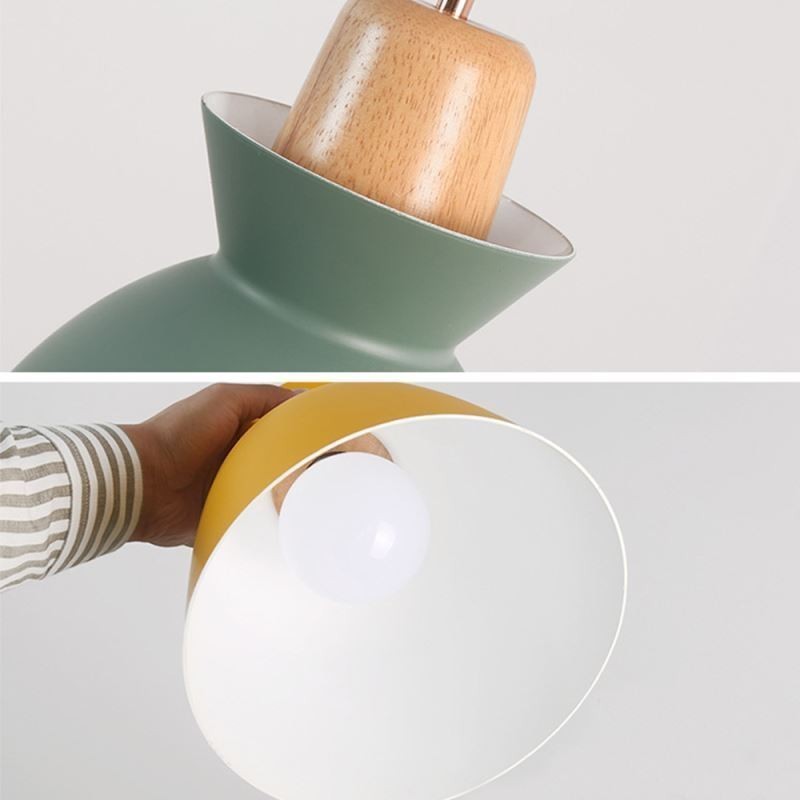 Lámpara colgante nórdica simple Macaron de hierro Arti de tres luces