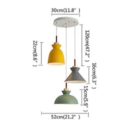 Lámpara colgante Macaron de estilo nórdico, sencilla, de hierro, con tres luces.