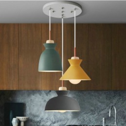 Lámpara colgante Macaron de estilo nórdico, sencilla, de hierro, con tres luces.