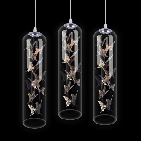 Lámpara colgante de cristal con forma de mariposa y cilindro nórdico creativo Lámpara colgante de cristal con forma de mariposa y cilindro nórdico creativo
