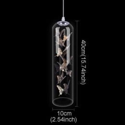 Lámpara colgante de cristal con forma de mariposa y cilindro nórdico creativo