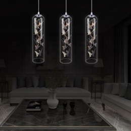 Lámpara colgante de cristal con forma de mariposa y cilindro nórdico creativo