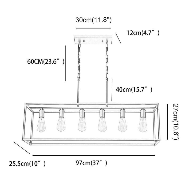 Lámpara colgante estilo granja, isla, 6 luces