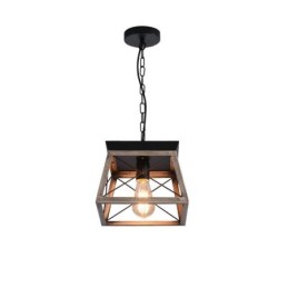 Lámpara colgante trapezoidal vintage de metal negro