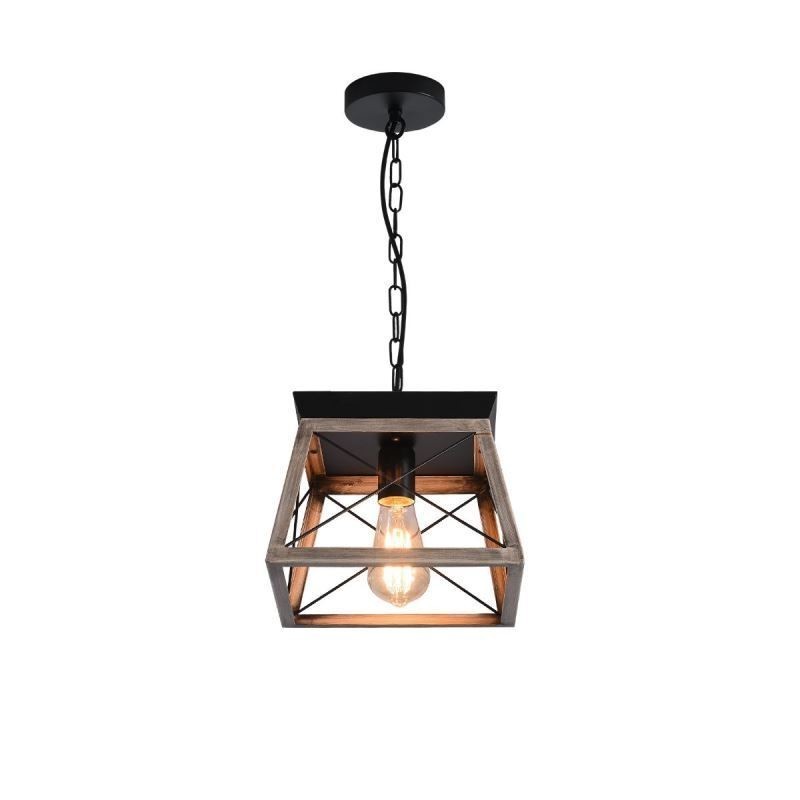 Lámpara colgante trapezoidal vintage de metal negro