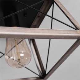 Lámpara colgante trapezoidal vintage de metal negro