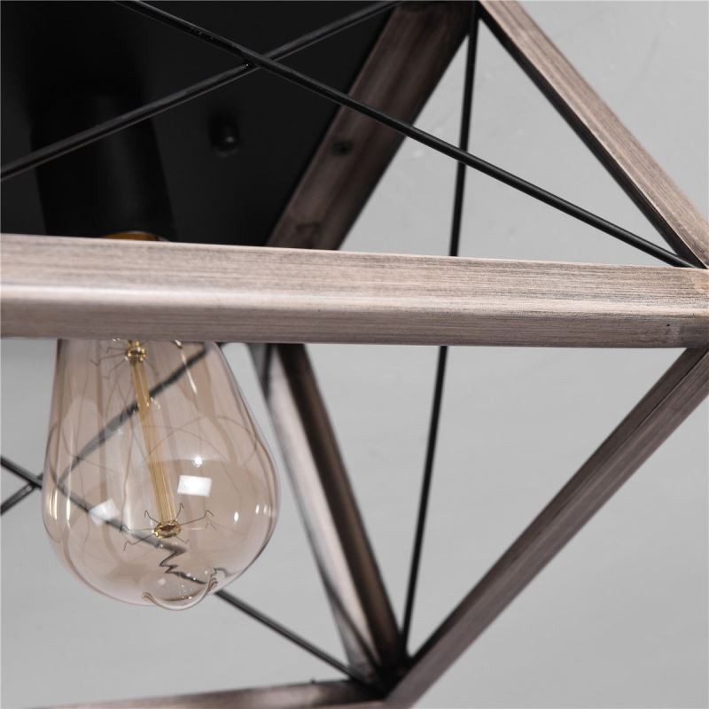 Lámpara colgante trapezoidal vintage de metal negro