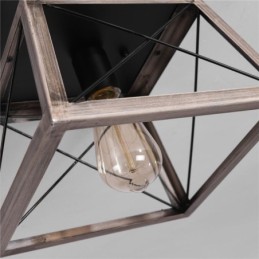 Lámpara colgante trapezoidal vintage de metal negro