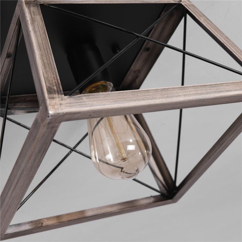 Lámpara colgante trapezoidal vintage de metal negro