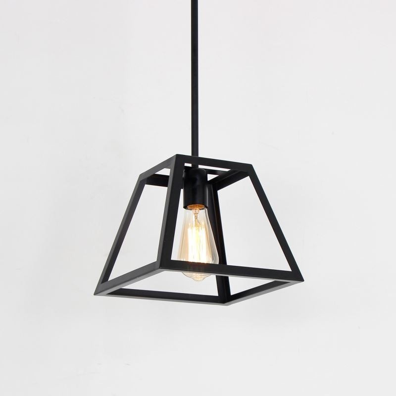 Lámpara colgante rústica de granja, minilámpara de techo industrial de metal, forma trapezoidal, isla