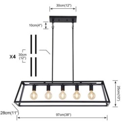 Lámpara colgante de metal industrial, lámpara de techo colgante trapezoidal