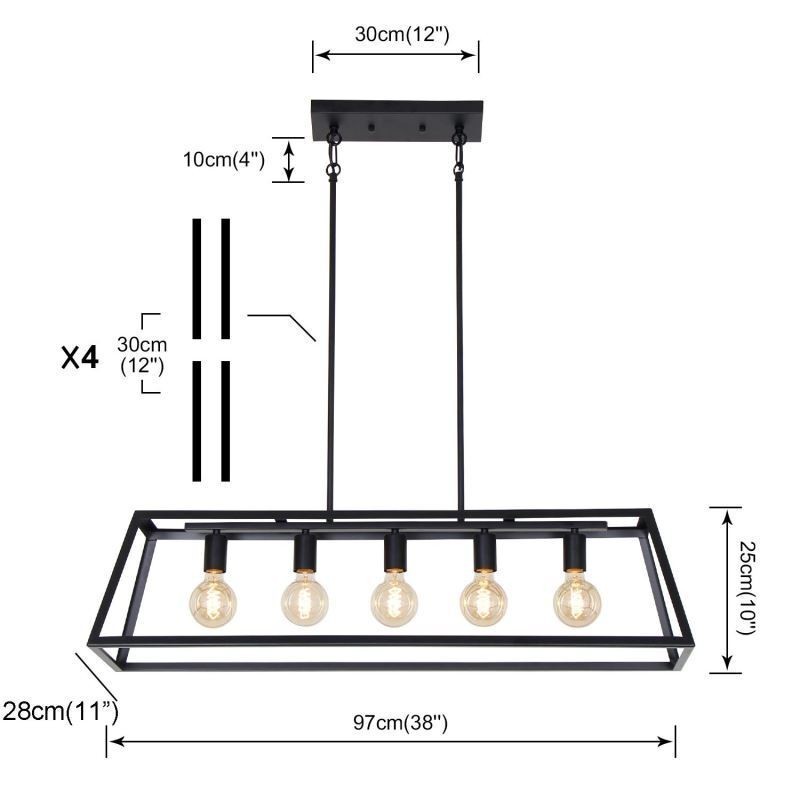 Lámpara colgante de metal industrial, lámpara de techo colgante trapezoidal