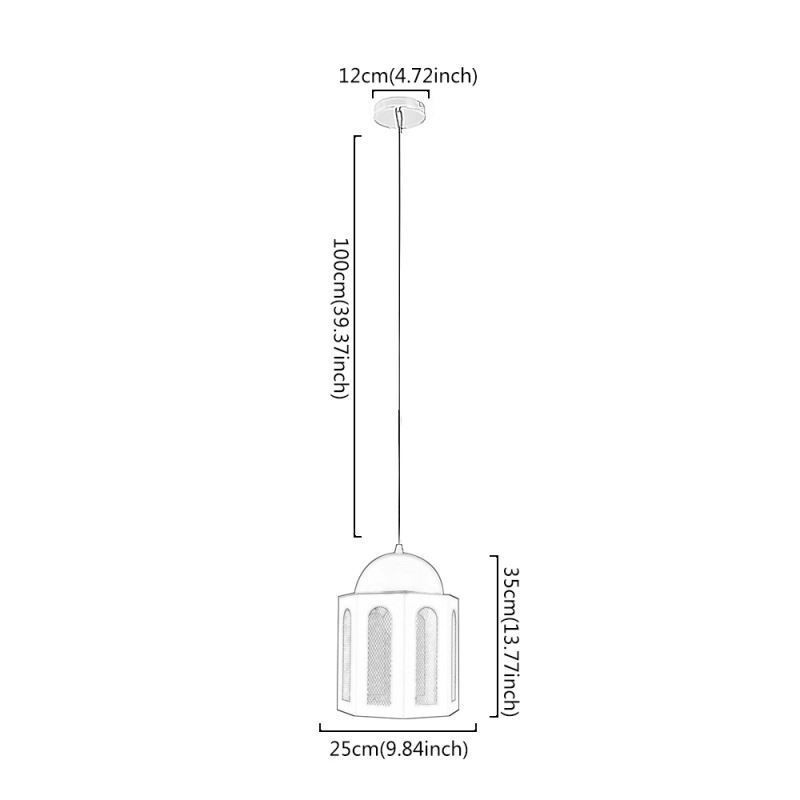 Lámpara colgante moderna con forma de castillo en color azul y blanco.