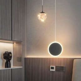 Lámpara colgante de bola moderna con anillo redondo
