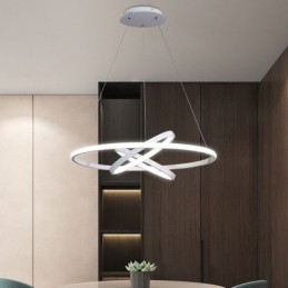 Lámpara de araña moderna regulable con 3 anillos de iluminación colgante