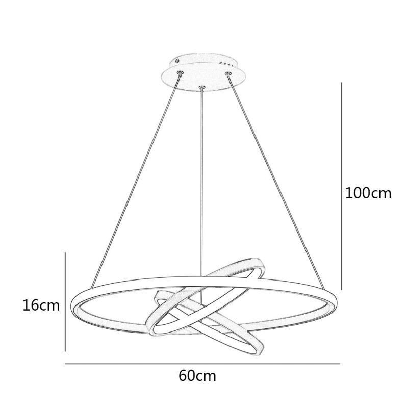 Lámpara de araña moderna regulable con 3 anillos de iluminación colgante