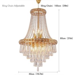 Lámpara de araña de cristal moderna, elegante y contemporánea, lámpara de techo, escalera dúplex
