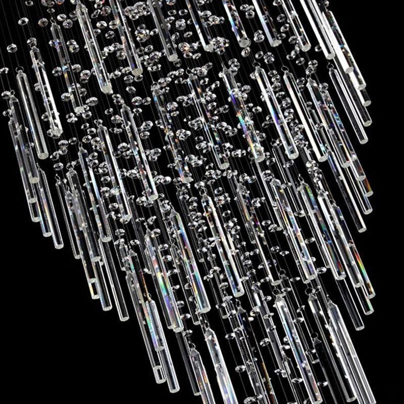 Lámpara de araña de cristal cuadrada moderna, elegante y contemporánea, lámpara de techo dúplex para escalera