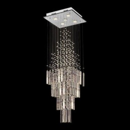 Lámpara de araña de cristal cuadrada moderna, elegante y contemporánea, lámpara de techo dúplex para escalera