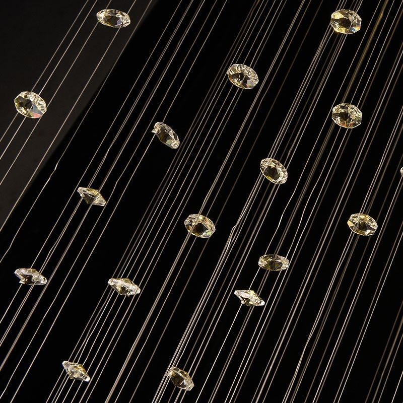 Lámpara de araña de cristal contemporánea y elegante para techo, escalera dúplex