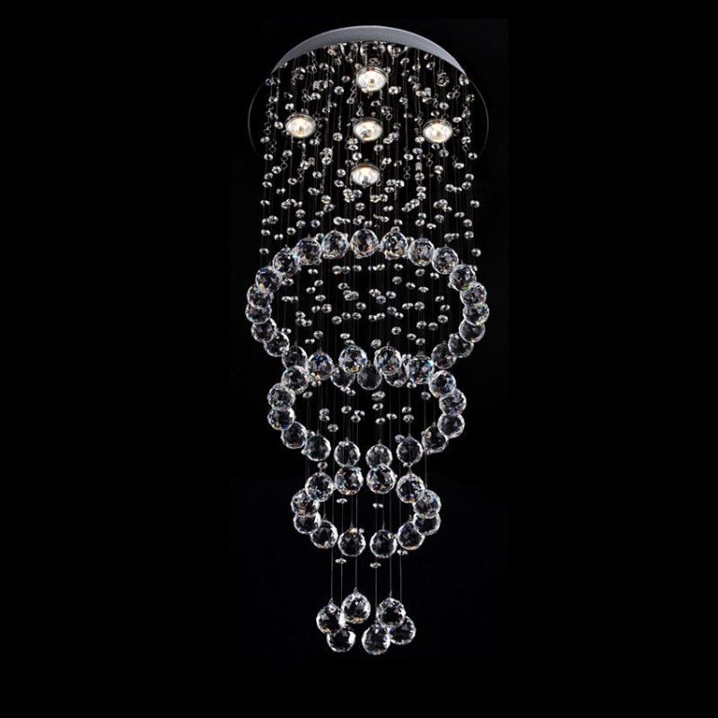 Lámpara de araña de cristal contemporánea y elegante para techo, escalera dúplex