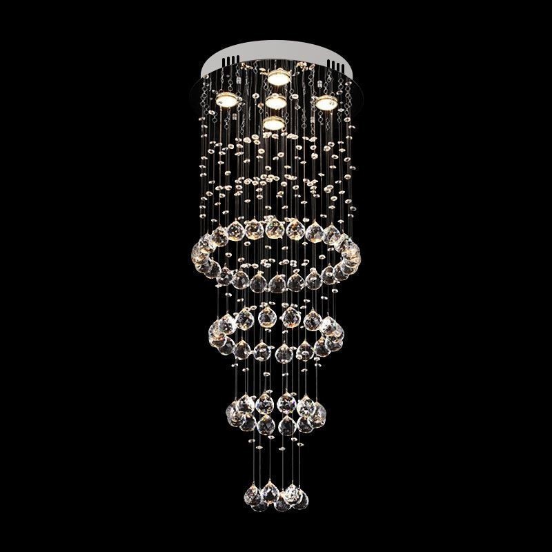 Lámpara de araña de cristal contemporánea y elegante para techo, escalera dúplex