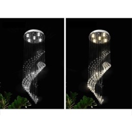 Elegante lámpara de araña de cristal con forma de gota de lluvia para el techo del vestíbulo