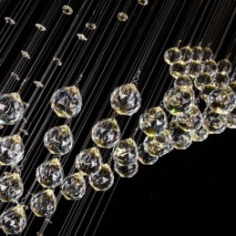 Elegante lámpara de araña de cristal con forma de gota de lluvia para el techo del vestíbulo
