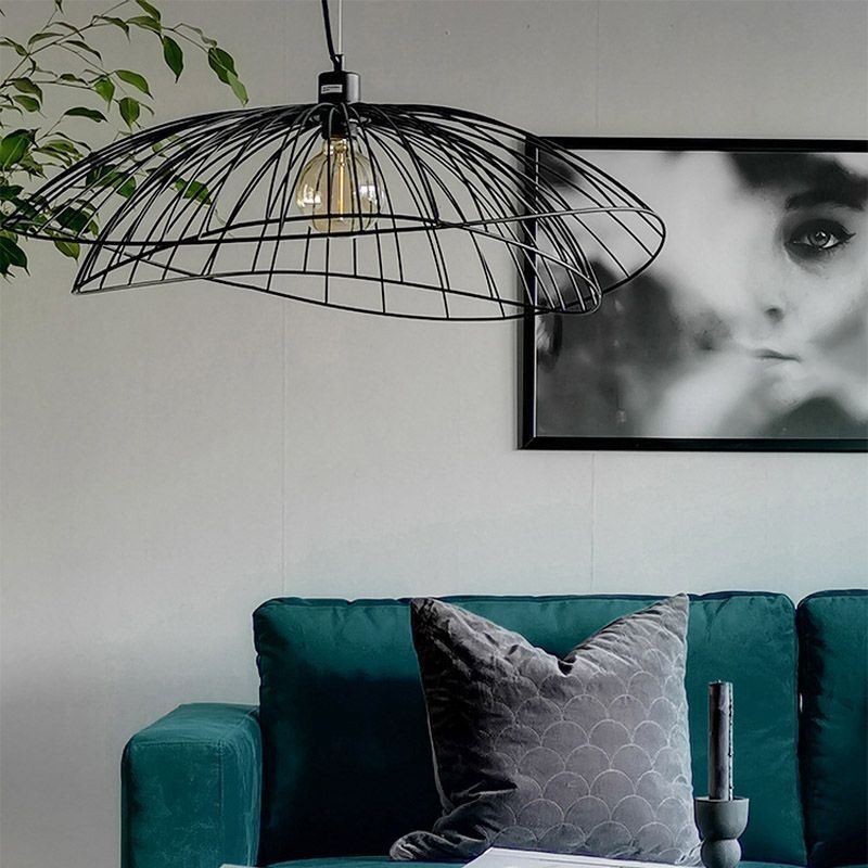 Lámpara colgante moderna con forma de sombrero, decoración minimalista, 1 luz