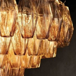 Lámpara colgante americana de cristal, color ámbar transparente, 90 cm, 14 luces