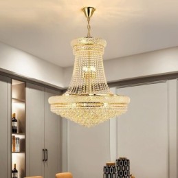 Lámpara colgante de cristal moderna, lámpara de techo decorativa dúplex